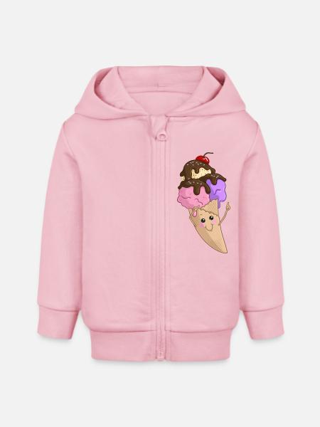 Eis in der Waffel - Baby Organic Kapuzenjacke Baby Connector von Stanley/Stella - Hellrosa