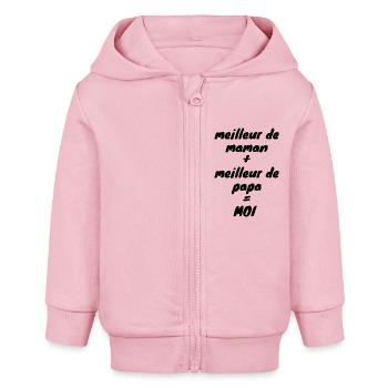 meilleur de maman + meilleur de papa = MOI - Veste à capuche bébé bio Stanley/Stella - rose pâle - Devant