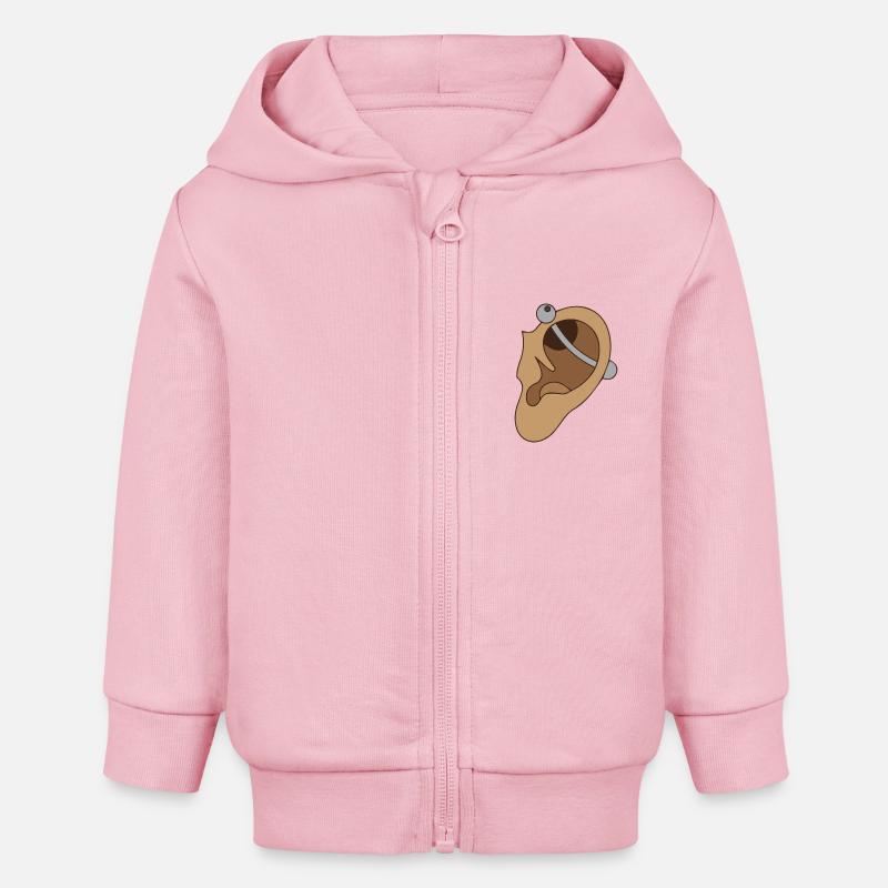 Piercing d'oreille - piercing - Veste à capuche bébé bio Stanley/Stella - rose pâle