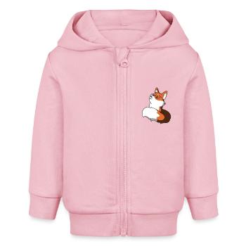 Sly fox with glasses gift idea nerd idea - Baby Organic Zip-up Hoodie by Stanley/Stella - cotton pink - Front