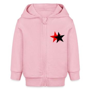Sterne - schwarz rot - Baby Organic Kapuzenjacke Baby Connector von Stanley/Stella - Hellrosa - Vorne