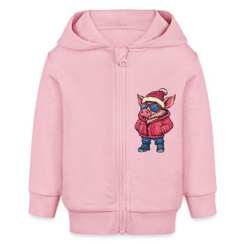 Cochon Cool Comic Sanglier - Veste à capuche bébé bio Stanley/Stella - rose pâle - Devant