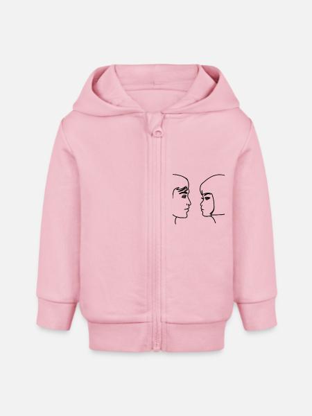 2 Gesichter - Baby Organic Kapuzenjacke Baby Connector von Stanley/Stella - Hellrosa