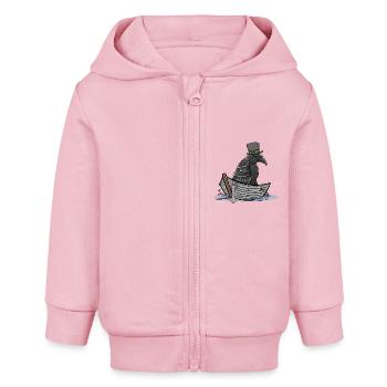 Corbeau Corbeau Corbeau Conte de fées Personnage Bateau Maritime - Veste à capuche bébé bio Stanley/Stella - rose pâle - Devant