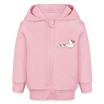 3 Enten Familie Mama Mutter zwei Kinder Baby Papa - Baby Organic Kapuzenjacke Baby Connector von Stanley/Stella - Hellrosa - Vorne