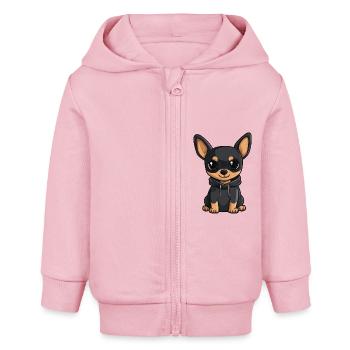 Pinscher Hund Lustig - Baby Organic Kapuzenjacke Baby Connector von Stanley/Stella - Hellrosa - Vorne