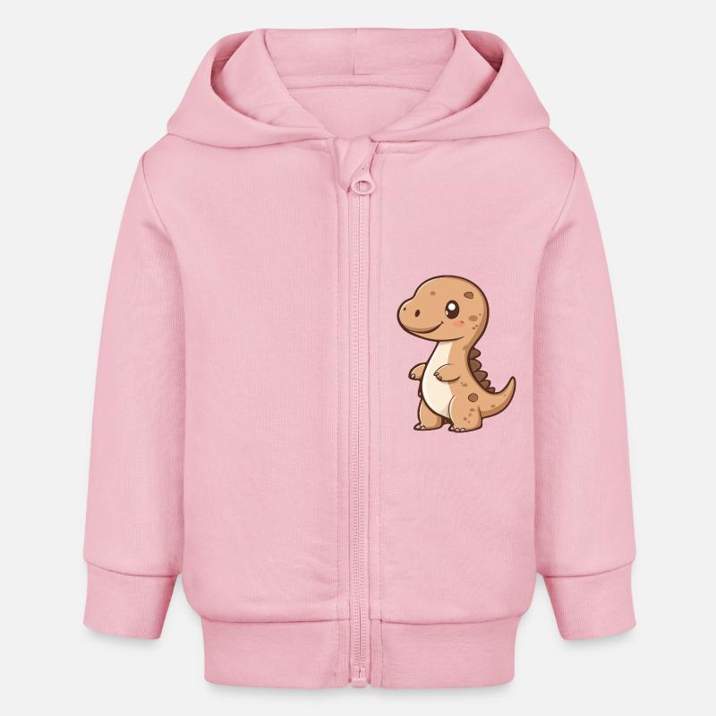 Dinosaures - Dino Design - Veste à capuche bébé bio Stanley/Stella - rose pâle
