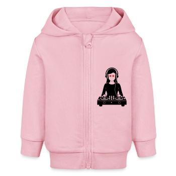 DJ Turntables Party Frau - Baby Organic Kapuzenjacke Baby Connector von Stanley/Stella - Hellrosa - Vorne