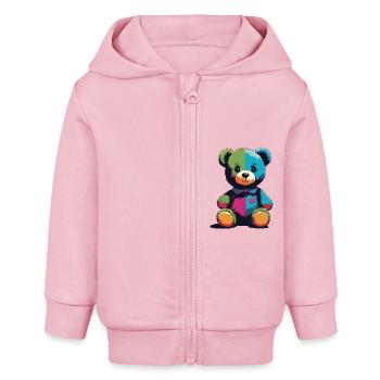 Teddybär - Teddybär - Teddybär - Baby Organic Kapuzenjacke Baby Connector von Stanley/Stella - Hellrosa - Vorne