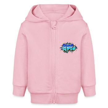 Graffiti KARL Blauer Backsteinriss - Baby Organic Kapuzenjacke Baby Connector von Stanley/Stella - Hellrosa - Vorne