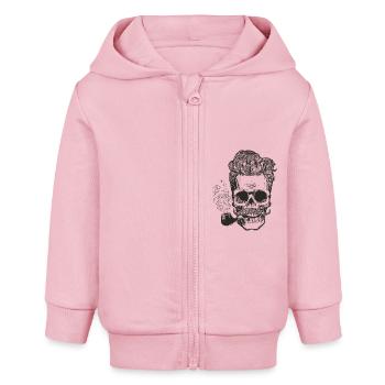 skull_pipe - Baby Organic Zip-up Hoodie by Stanley/Stella - cotton pink - Front