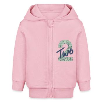 Zahl / Zwei / 2 / Geburtstag / Zweiter / Nummer - Baby Organic Kapuzenjacke Baby Connector von Stanley/Stella - Hellrosa - Vorne