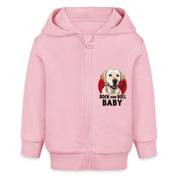 Rock And Roll Bébé Chien - Veste à capuche bébé bio Stanley/Stella - rose pâle - Devant