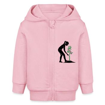 Baum Pflanzen Naturschutz - Baby Organic Kapuzenjacke Baby Connector von Stanley/Stella - Hellrosa - Vorne