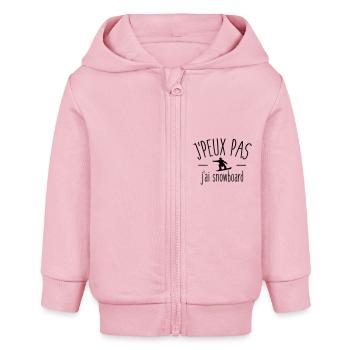Je peux pas j'ai snowboard - Veste à capuche bébé bio Stanley/Stella - rose pâle - Devant