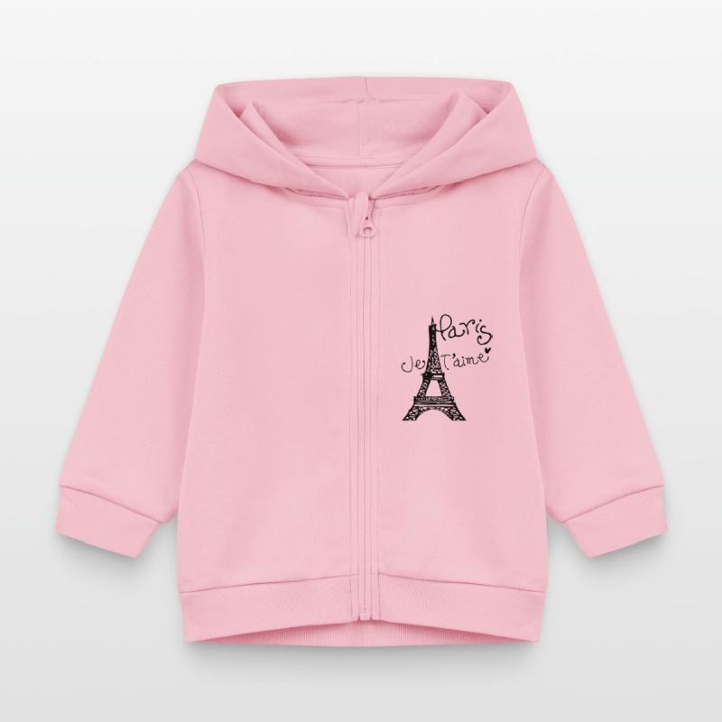 Paris Je T'aime Eiffel tower Baby Organic Zip-up Hoodie by Stanley/Stella
