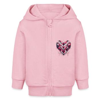 Futuristic Heart - Baby Organic Zip-up Hoodie by Stanley/Stella - cotton pink - Front