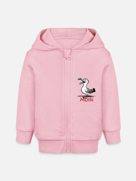 Moin Möwe - Baby Organic Kapuzenjacke Baby Connector von Stanley/Stella - Hellrosa