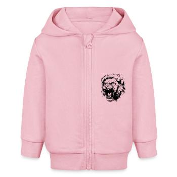 Löwe Kopf - Baby Organic Kapuzenjacke Baby Connector von Stanley/Stella - Hellrosa - Vorne