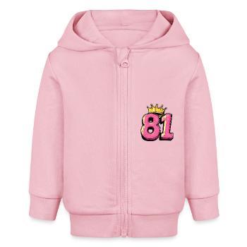 81 Zahl Krone - Baby Organic Kapuzenjacke Baby Connector von Stanley/Stella - Hellrosa - Vorne