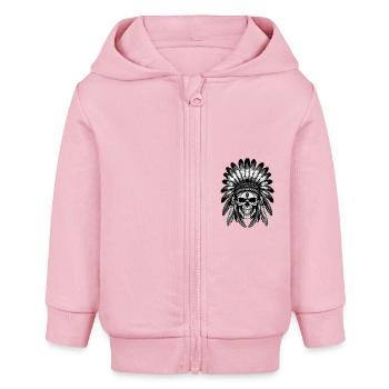 Apache Indianer Totenkopf - Baby Organic Kapuzenjacke Baby Connector von Stanley/Stella - Hellrosa - Vorne