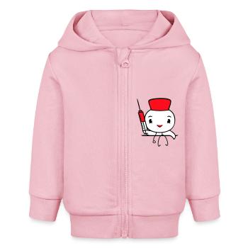 Ente Krankenschwester Arzt Spritze Krankenhaus süß - Baby Organic Kapuzenjacke Baby Connector von Stanley/Stella - Hellrosa - Vorne