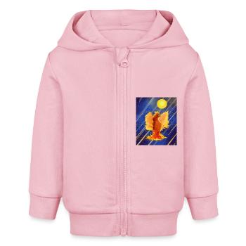 Kosmisch leuchtender Feuervogel: Cyber-Semurg - Baby Organic Kapuzenjacke Baby Connector von Stanley/Stella - Hellrosa - Vorne
