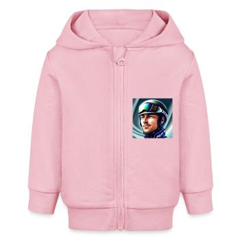 Skispringer Portrait - Baby Organic Kapuzenjacke Baby Connector von Stanley/Stella - Hellrosa - Vorne
