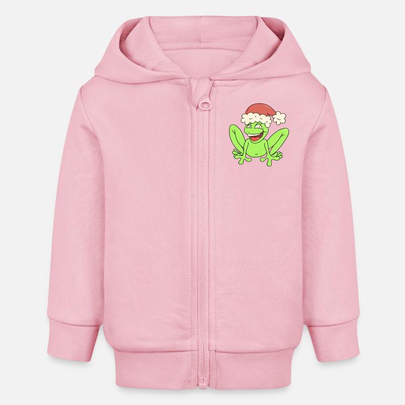 Joyeux Noël Grenouille - Veste à capuche bébé bio Stanley/Stella - rose pâle