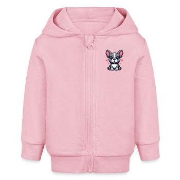 Designs pour enfants – Happy Frenchies - Veste à capuche bébé bio Stanley/Stella - rose pâle - Devant