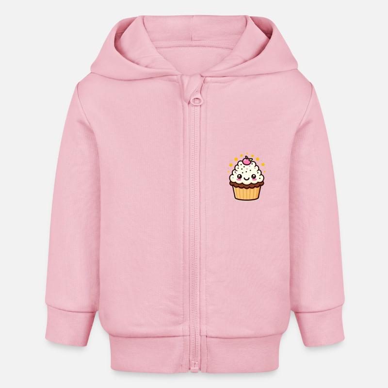 Clara Cupcake - Veste à capuche bébé bio Stanley/Stella - rose pâle