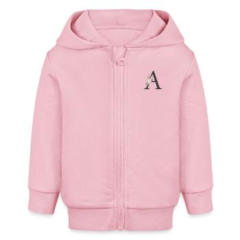 Letter A, Monogram, Colorful Flowers - Baby Organic Zip-up Hoodie by Stanley/Stella - cotton pink - Front