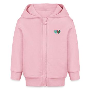 Kasachstan Turkmenistan Flagge Herz - Baby Organic Kapuzenjacke Baby Connector von Stanley/Stella - Hellrosa - Vorne