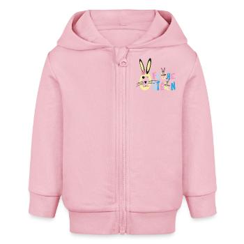 Frohe Ostern mit Glücklichen Osterhasen. - Baby Organic Kapuzenjacke Baby Connector von Stanley/Stella - Hellrosa - Vorne