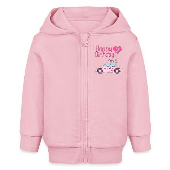 Joyeux anniversaire 2 Police Rose - Veste à capuche bébé bio Stanley/Stella - rose pâle - Devant