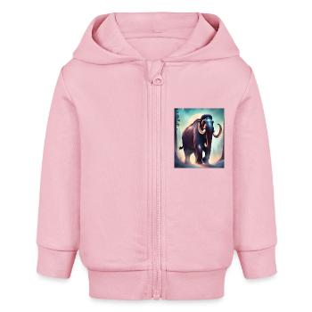 Majestätisches Mammut - Baby Organic Kapuzenjacke Baby Connector von Stanley/Stella - Hellrosa - Vorne