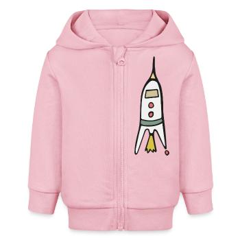 Lancement de fusée spatiale - Veste à capuche bébé bio Stanley/Stella - rose pâle - Devant
