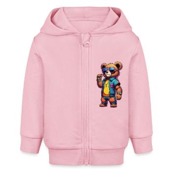 Retro Teddy - Baby Organic Kapuzenjacke Baby Connector von Stanley/Stella - Hellrosa - Vorne