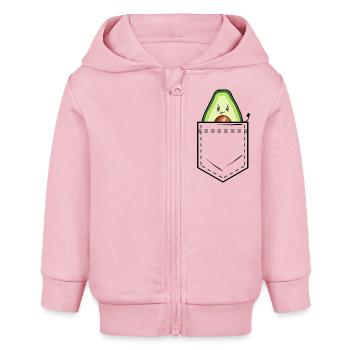 Shirt pocket with avocado - Baby Organic Zip-up Hoodie by Stanley/Stella - cotton pink - Front