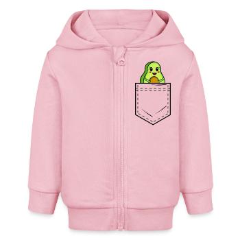 Shirt pocket with sweet avocado - Baby Organic Zip-up Hoodie by Stanley/Stella - cotton pink - Front