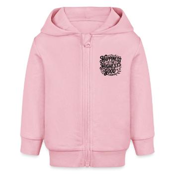 Glück ist das höchste Gut - florale Typografie - Baby Organic Kapuzenjacke Baby Connector von Stanley/Stella - Hellrosa - Vorne