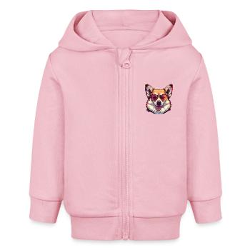 Corgi gallois Pembroke - Veste à capuche bébé bio Stanley/Stella - rose pâle - Devant