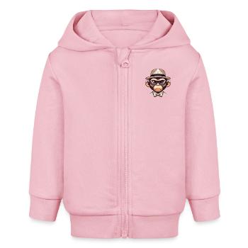 Verspielter Affe mit Brille: Cartoon-Charakter - Baby Organic Kapuzenjacke Baby Connector von Stanley/Stella - Hellrosa - Vorne