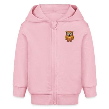 Hibou effrayé : visiteur nocturne aux yeux écarquillés - Veste à capuche bébé bio Stanley/Stella - rose pâle - Devant