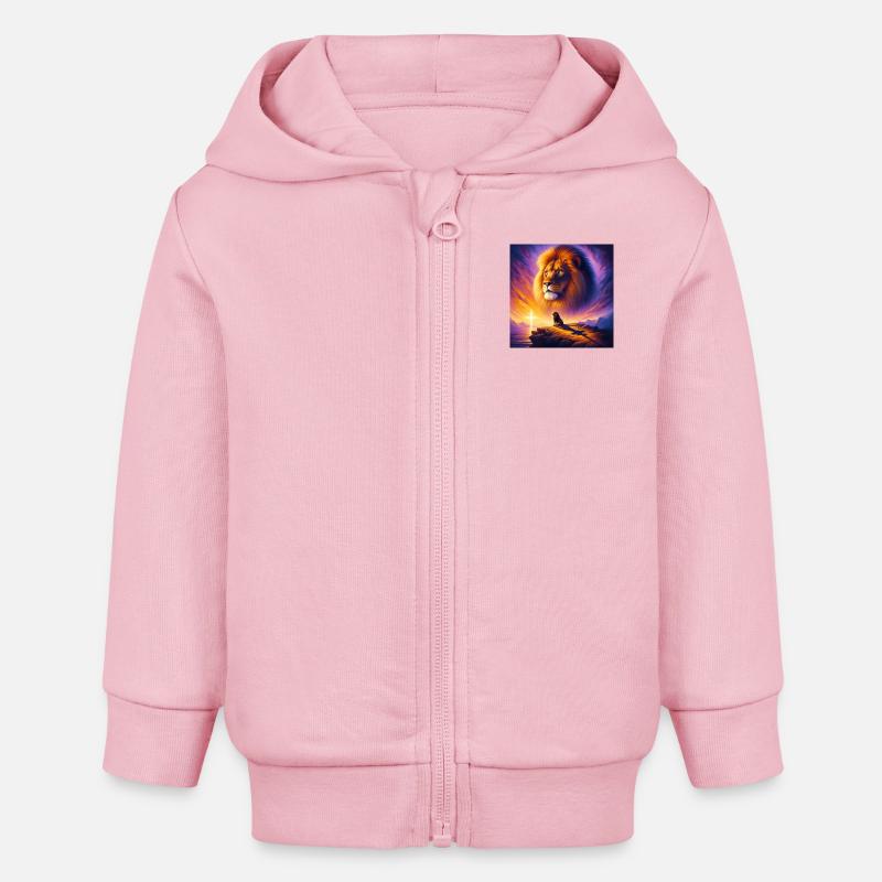 Puissant Lion de Juda 2 - Veste à capuche bébé bio Stanley/Stella - rose pâle