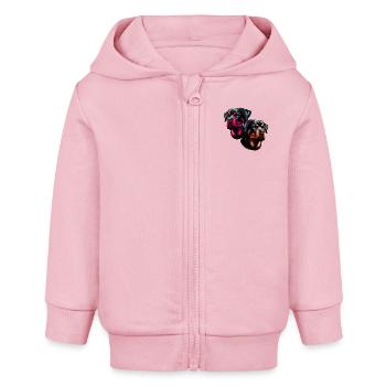 Rottweiler ,Hunde, Hundekopf, Wachhund, Rassehund, - Baby Organic Kapuzenjacke Baby Connector von Stanley/Stella - Hellrosa - Vorne