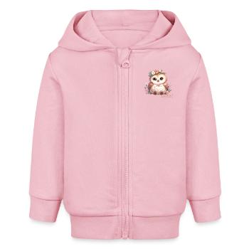 Süße Eule mit Blumen - Baby Organic Kapuzenjacke Baby Connector von Stanley/Stella - Hellrosa - Vorne
