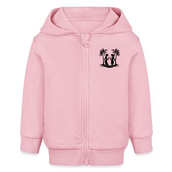 Team Urlaub Girls Palmen Drinks - Baby Organic Kapuzenjacke Baby Connector von Stanley/Stella - Hellrosa - Vorne