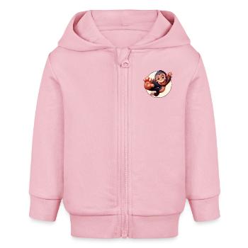 Cimpansee-Sprünge - Baby Organic Kapuzenjacke Baby Connector von Stanley/Stella - Hellrosa - Vorne