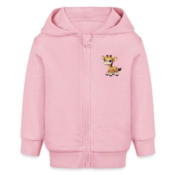 Fille girafe - Veste à capuche bébé bio Stanley/Stella - rose pâle - Devant